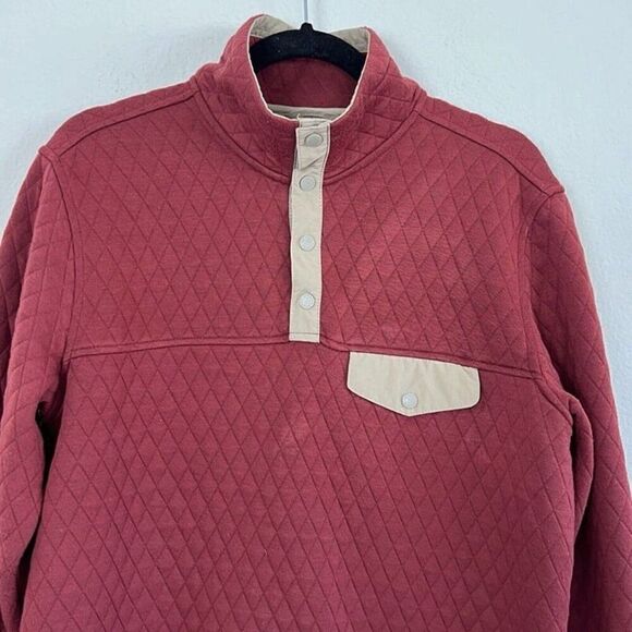 Untuckit Red Sweater Men's Medium Snap Pullover Carufe Quilted Casual Fleece - Picture 7 of 8